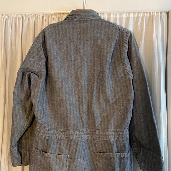 Vintage 1970s Sears Work Leisure Herringbone Denim Coveralls 36R Zip Front USA - Picture 4 of 11